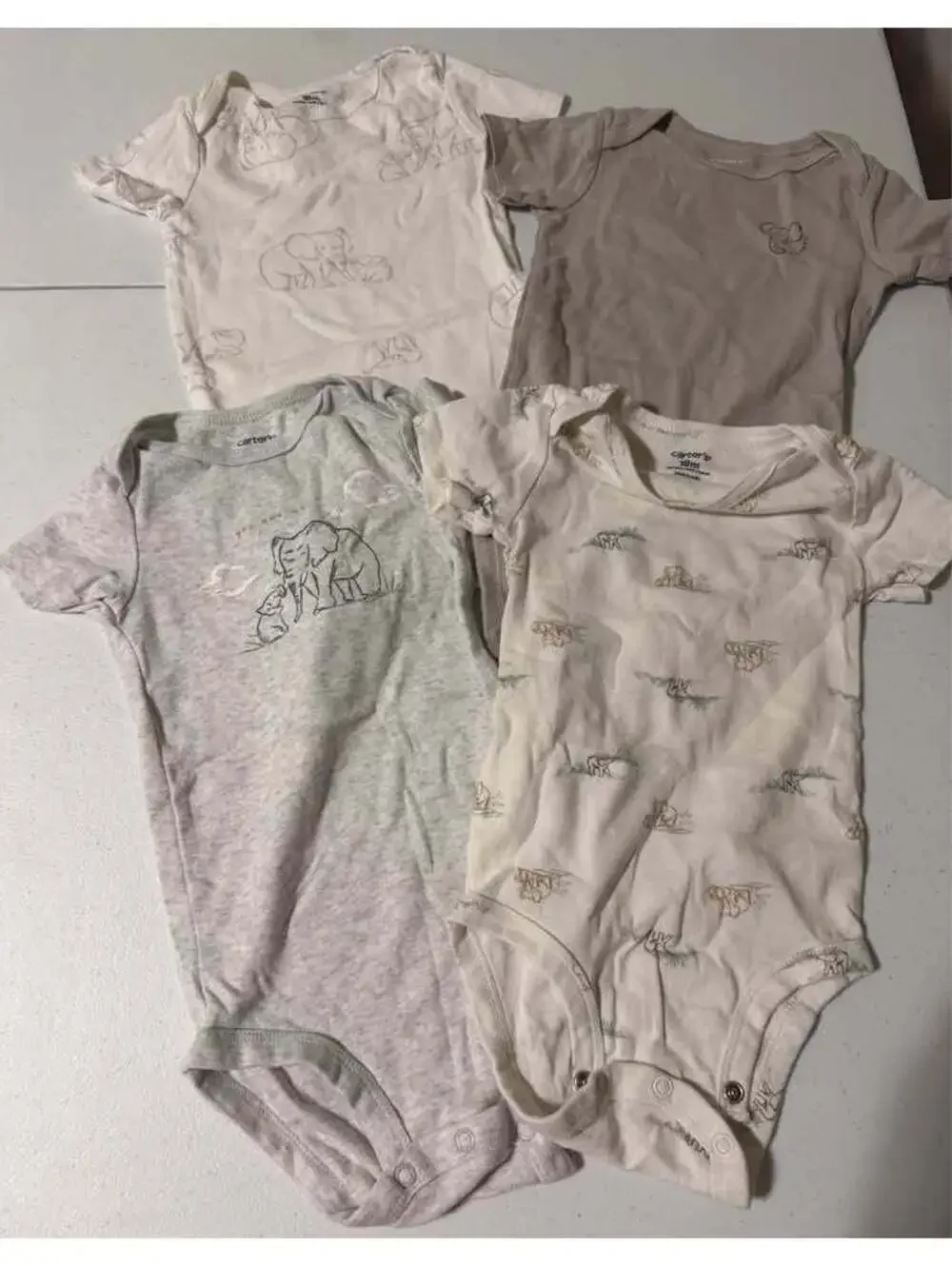Carter's 18M Short-Sleeve Elephant Bodysuits - 4 Pack